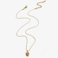 Minimalist 18K gold plated stainless steel necklace with oval purple gemstone pendant - Purple Stone Necklace