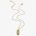 Golden stainless steel box chain necklace with shell tarot sun pendant and crystals - Sun Charm Necklace