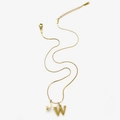 Collana in acciaio inossidabile dorato con ciondolo lettera W ed elegante perla bianca - Collana Lettera W