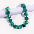 Detail of emerald green faux marble stone necklace with chunky gold metal clasp closure - Peacock Green