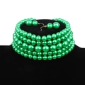 Elegantes mehrlagiges smaragdgrünes Perlen-Choker-Halsketten- und Ohrring-Set - Grün