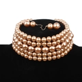 Elegantes Set aus vierlagigem Champagner-Gold Perlen-Choker und passenden Ohrringen - Gold