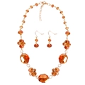 Vintage-Schmuckset mit Goldkette, Bernstein-Kristallhalskette und passenden Ohrringen - Bernstein Oranger Stil (7840)