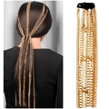Catena per capelli boho dorata con stelle e nappe multistrato per acconciature lunghe - Set combinato di nappine pentagramma oro (Immagine principale 1A2B)