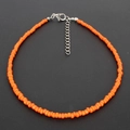 Detail of bright orange seed bead choker with adjustable silver lobster clasp closure - Orange