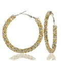 Sparkling oversized gold and silver hoop earrings featuring micro-pave rhinestones - Yellow