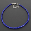 Detailed view of bohemian cobalt blue seed bead choker with adjustable lobster clasp - Royal Blue