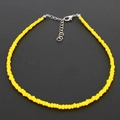 Vibrant yellow bohemian beaded choker necklace with adjustable silver lobster clasp - Yellow