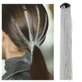 Silver multi-strand tassel hair chain with clips for ponytails and street fashion - Multiple Styles Of Combinations