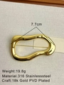 Irregular organic shaped 18k gold PVD plated stainless steel brooch measuring 7.7cm - Gold Irregular Pleats