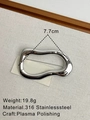 Polished silver irregular wave brooch in 316 stainless steel with 7.7cm length - Silver Irregular Wrinkle