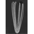 Silver multi-layer tassel hair chain with metal strands and black BB clip attachment - Tassel Style C (11230C)