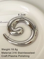 Modern 316 stainless steel spiral brooch in silver with mirror polish finish, 6.2cm size - Silver Snail