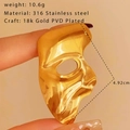 Golden 18k PVD plated stainless steel half-face mask brooch with a vintage finish - Gold Mask