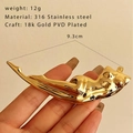 Artistic female body brooch in 18K gold PVD plated 316 stainless steel, 9.3cm length - Gold Body