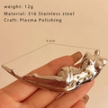 Abstract silver feminine silhouette brooch in 316 stainless steel with mirror polish finish - Silver Body