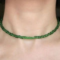 Bohemian dark green seed bead choker necklace for women with polished finish - Transparent Green