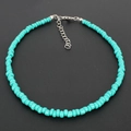 Bohemian turquoise bead choker necklace with adjustable silver lobster clasp - Teal