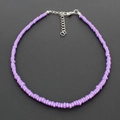 Bohemian style purple bead choker necklace with silver adjustable metal lobster clasp - Light Purple