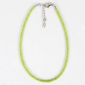 Bohemian grass green beaded choker necklace with silver adjustable metal clasp - Grass Green
