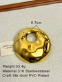 Irregular hammered gold animal brooch in 18k PVD plated stainless steel, 6.7cm diameter - Gold Ripple