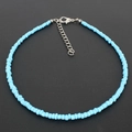 Bohemian light blue beaded choker necklace with adjustable silver lobster clasp - Sky Blue