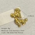 18k gold plated Poodle brooch in 316L stainless steel, size 3.96cm, animal series - Gold Poodle