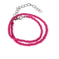 Rose pink beaded bohemian choker necklace with silver-tone lobster clasp and extender - Dark Rose Red