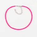 Bohemian hot pink seed bead choker necklace with adjustable silver lobster clasp - Light Rose