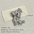 Silver 316L stainless steel poodle brooch with a high-quality plasma polished finish - Silver Poodle
