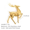 Golden 316L stainless steel deer brooch with 18k PVD plating and standing animal design - Gold Deer