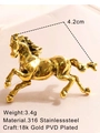 Running horse brooch in 18k gold PVD plated stainless steel, 4.2cm animal jewelry piece - Gold Horse