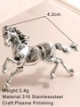 Polished 316L stainless steel horse brooch in silver finish featuring plasma polishing - Silver Horse