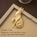 Elegant cat-shaped 316 stainless steel brooch in 18k PVD gold finish with 6.7cm length - Gold Cat