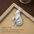 Silver hollow-out sitting cat brooch in 316 stainless steel with a plasma polished finish - Silver Cat
