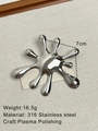 Polished silver animal brooch in 316 stainless steel with a liquid metal texture - Silver Fireworks