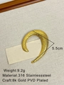 Crescent moon brooch in 18k gold plated stainless steel with hammered metal texture - Gold Moon