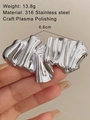Abstract ripple design 316 stainless steel brooch with a high-polished silver finish - Silver Crinkled