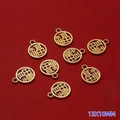 Χρυσά μενταγιόν Fu σε σχήμα γκίνγκο 13x10mm για κατασκευή κοσμημάτων DIY - 13x10mm / Στυλ Χαρακτήρας Fu (P17#)