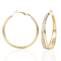 Chunky gold and silver tiered hollow geometric hoop earrings with glitter finish - Triple Hoop Shape (F6530)