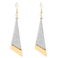 Exaggerated geometric earrings in gold and silver contrast with glitter finish - Geometric Strip Shape (F6370)