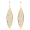 Orecchini a foglia dorata con inserto in glitter argento per un look moderno - Forma a Foglia Vuota (F6500)