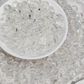 Macro view of 8mm faceted clear round glass beads for DIY bracelet and necklace making - 8mm / White