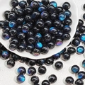 Galaktische schwarze Harzperlen mit blau-violettem Schimmer für DIY-Schmuck - 8mm Nachtschwarz