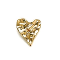 Minimalist heart brooch in golden finish with a liquid metal wrinkled texture effect - Gold
