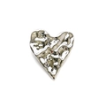 Minimalist silver heart brooch with liquid metal texture and polished finish - Silver