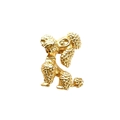 Polished gold poodle brooch with intricate hair texture on a white background - Gold