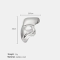 Polished silver stainless steel phantom mask brooch, size 4.6cm by 2.97cm, weighing 11g - Silver