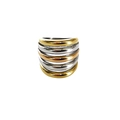 Three-tone multi-layered minimalist stainless steel ring with gold, silver and rose gold finish - US 6 / Contrast Color