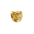 Anillo croissant dorado de acero inoxidable con diseño de espiral trenzada - US 7 / Dorado